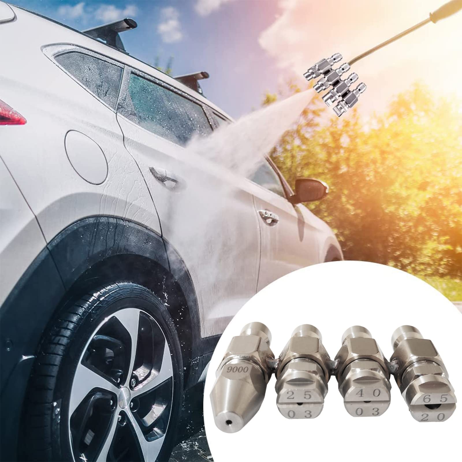 2.5 GPM Pressure Washer Nozzle 030,Jrod Tip Water Cleaning Soft Wash Nozzle,J Rod 4 Way Washing Tip Holder,1/4