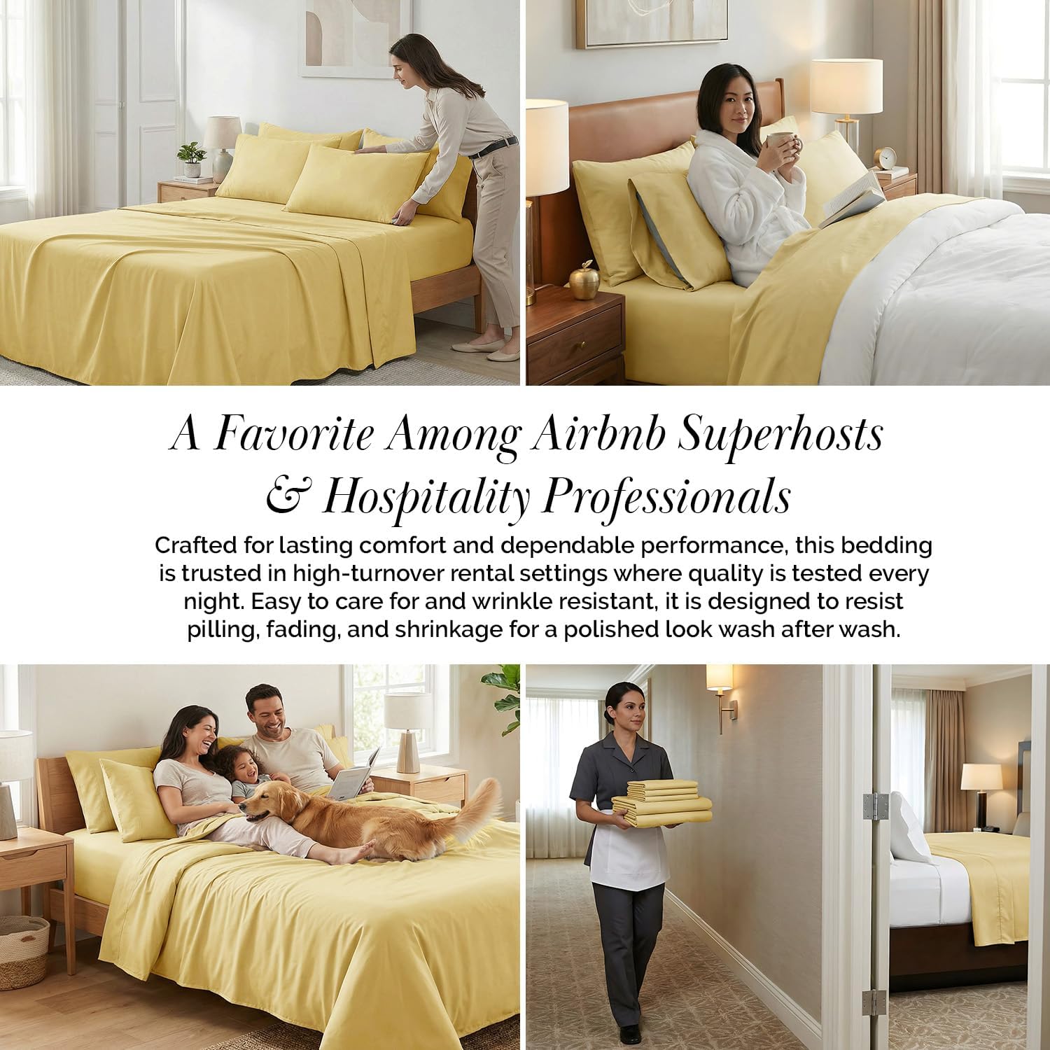 Southshore Fine Living, Inc. 21-Inch Extra Deep Pocket Queen Sheets, 6-Piece, Microfiber Sheet Set Queen Size, Oversized Flat, Deep Pocket Fitted, Muted Gold Pillowcases, Muted Gold Sheets