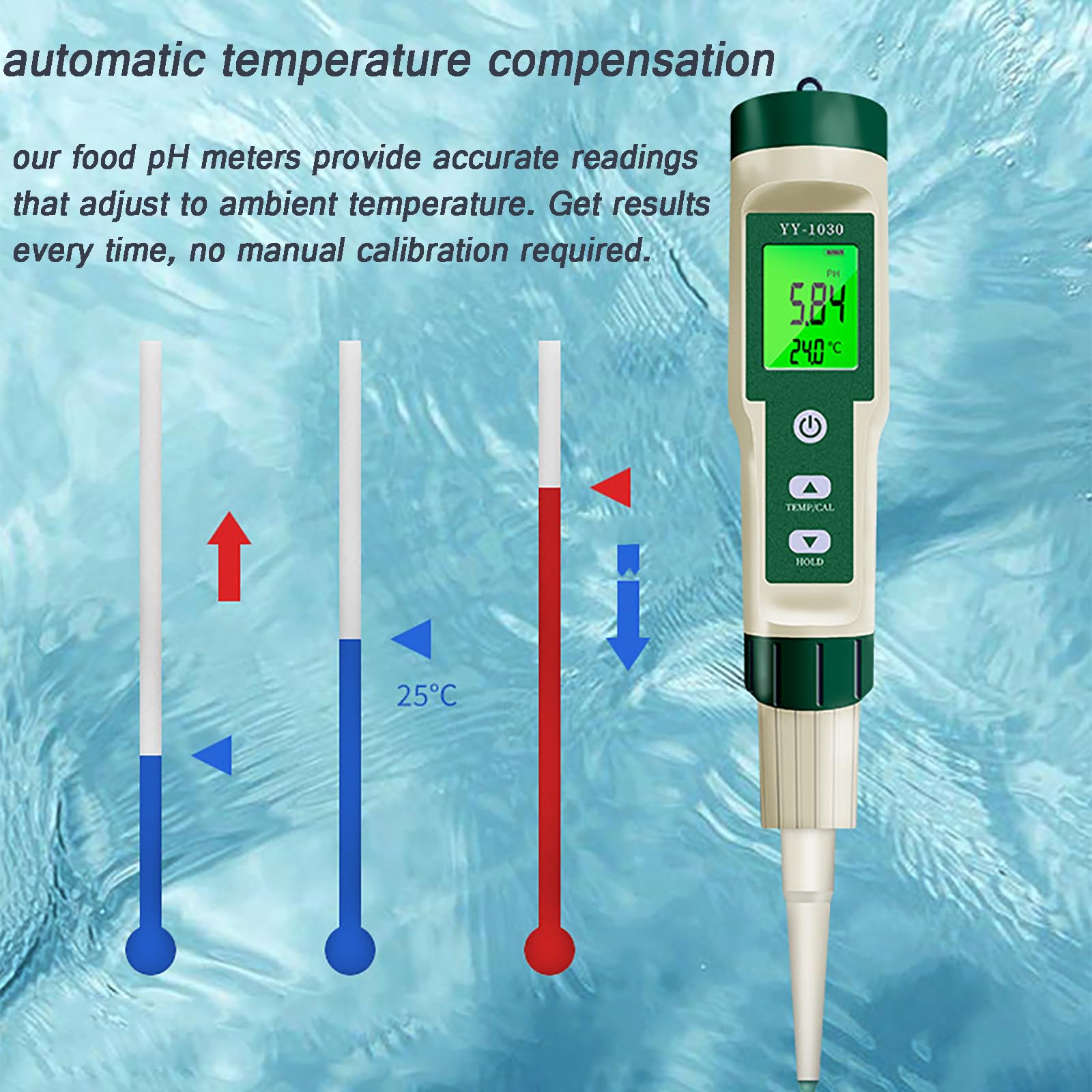 Misuratore di pH professionale per alimenti con sonda di temperatura, alta precisione ± 0,1 pH, compensazione automatica della temperatura, ideale per test di pasta, acqua, formaggio e carne