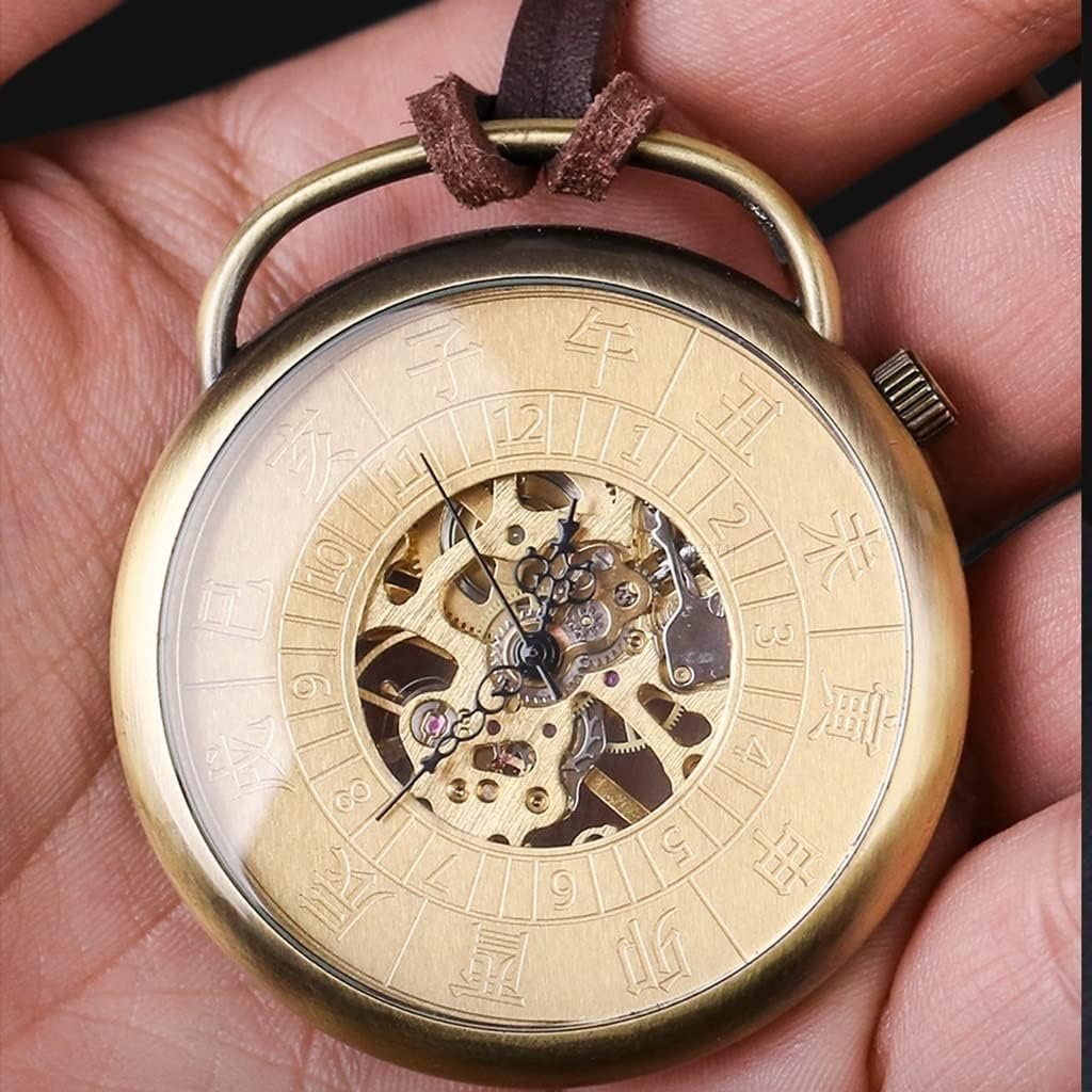 Twelve O'clock Sundial Pocket Watch Mechanical Pocket Watch Chinese Traditional Time Gift (Color : A) (A)