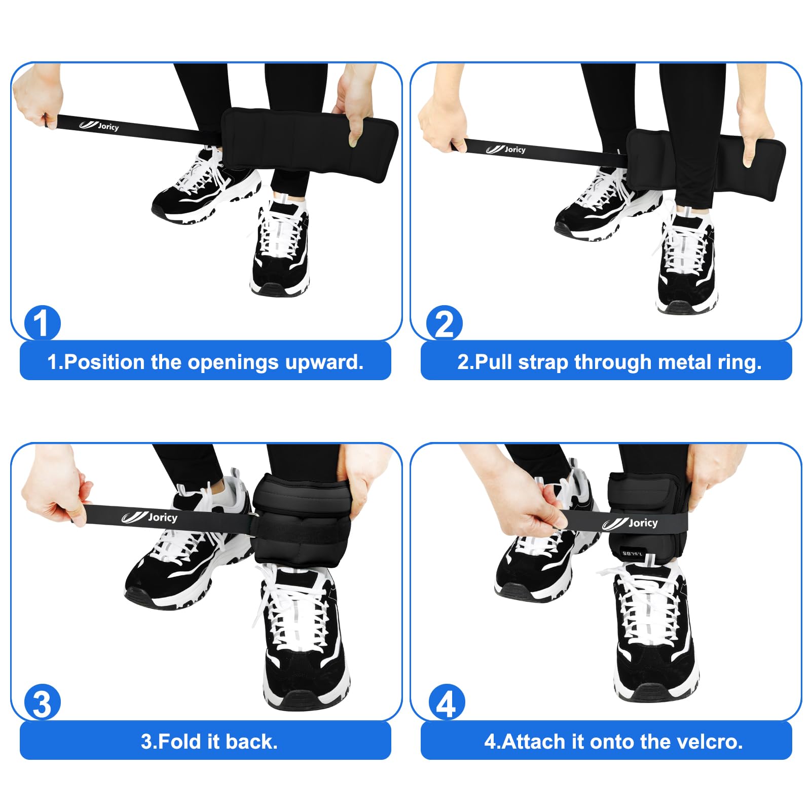 JORICY Peso Caviglia, Pesi per Caviglie, Pesi Regolabili da 2 3 4 5 6 7 8 10 kg 1 Paio Cavigliere Pesi per Fitness, Jogging, Esercizio Fisico, Passeggiate, Ginnastica, Aerobica, Palestra