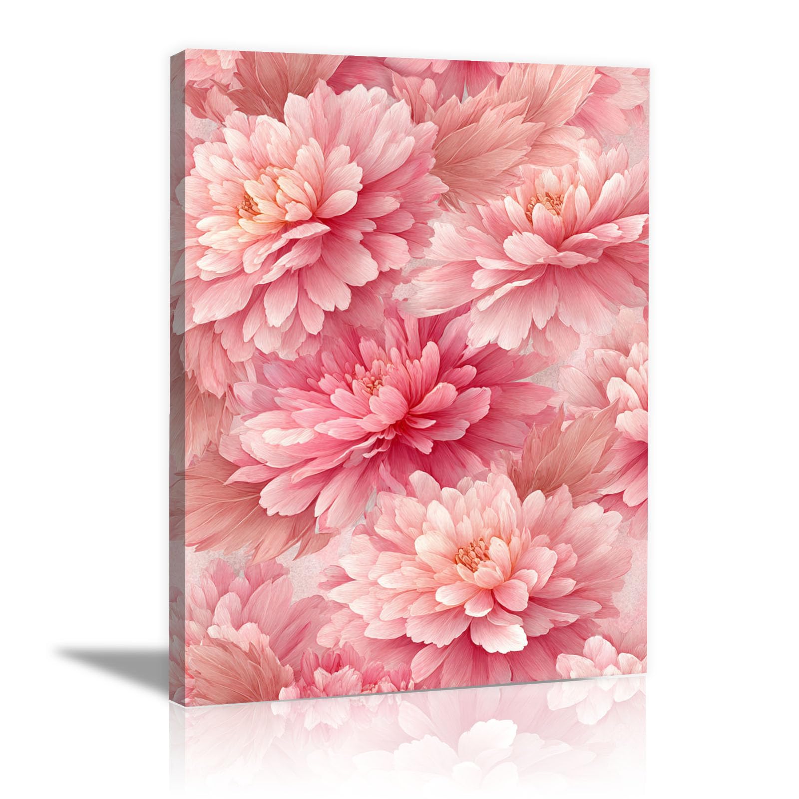 Teruea Pink Canvas Wall Art Decor Paintings Print Pictures For Hallway Flowers - Botanical Soft Light Blush Bloom Petal Detailed Botanical Print For Kitchen Wall Pictures Artwork(Pink)-20X30cm1 Framed