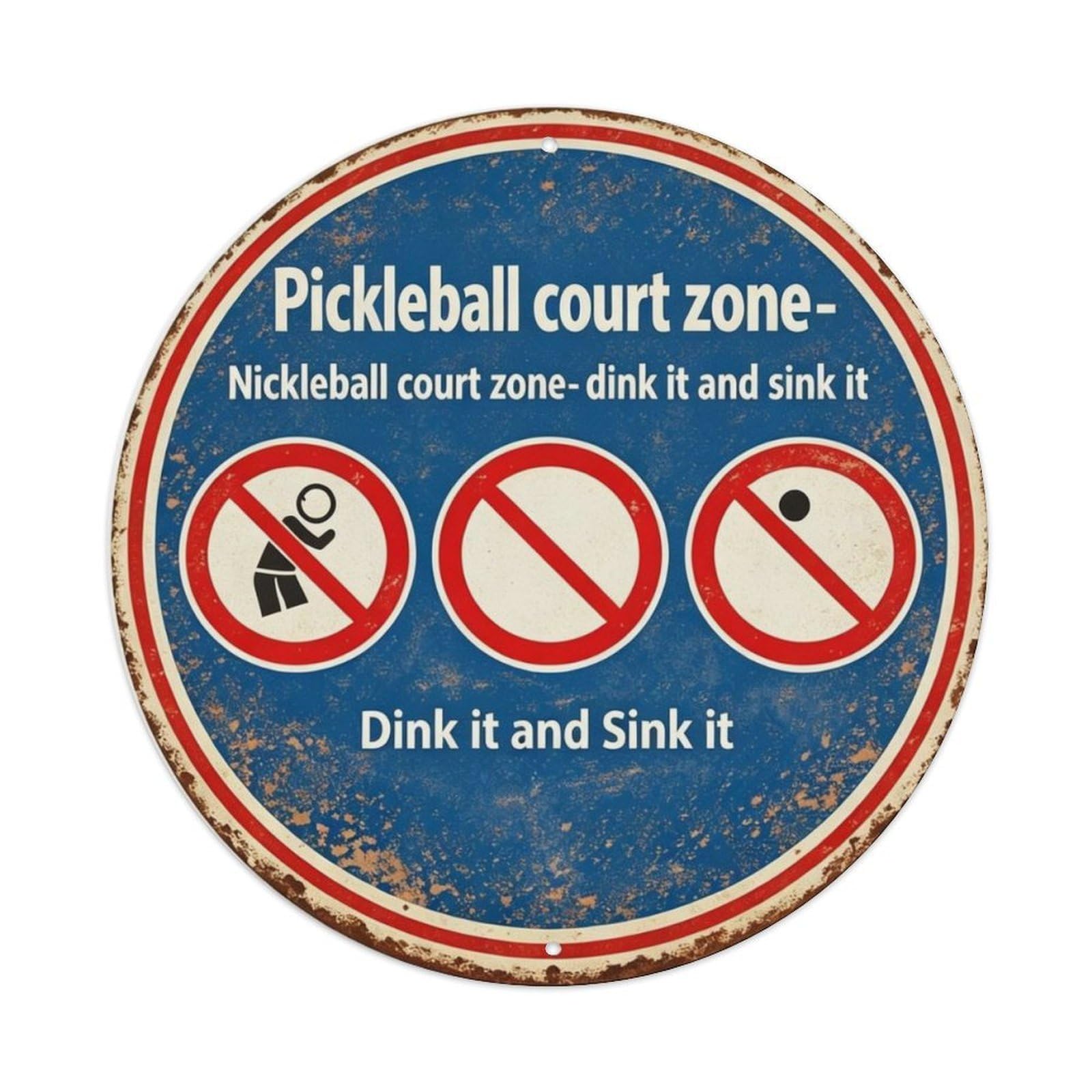Pickleball Court Zone Metal Tin Sign Plaque