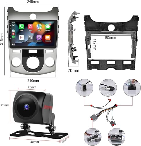 Miniatura 7 de Podofo [2G+32G] Android 13 inalámbrico Apple Carplay estéreo para automóvil para KIA Forte 2009-2017, radio de coche doble DIN con Android Auto,