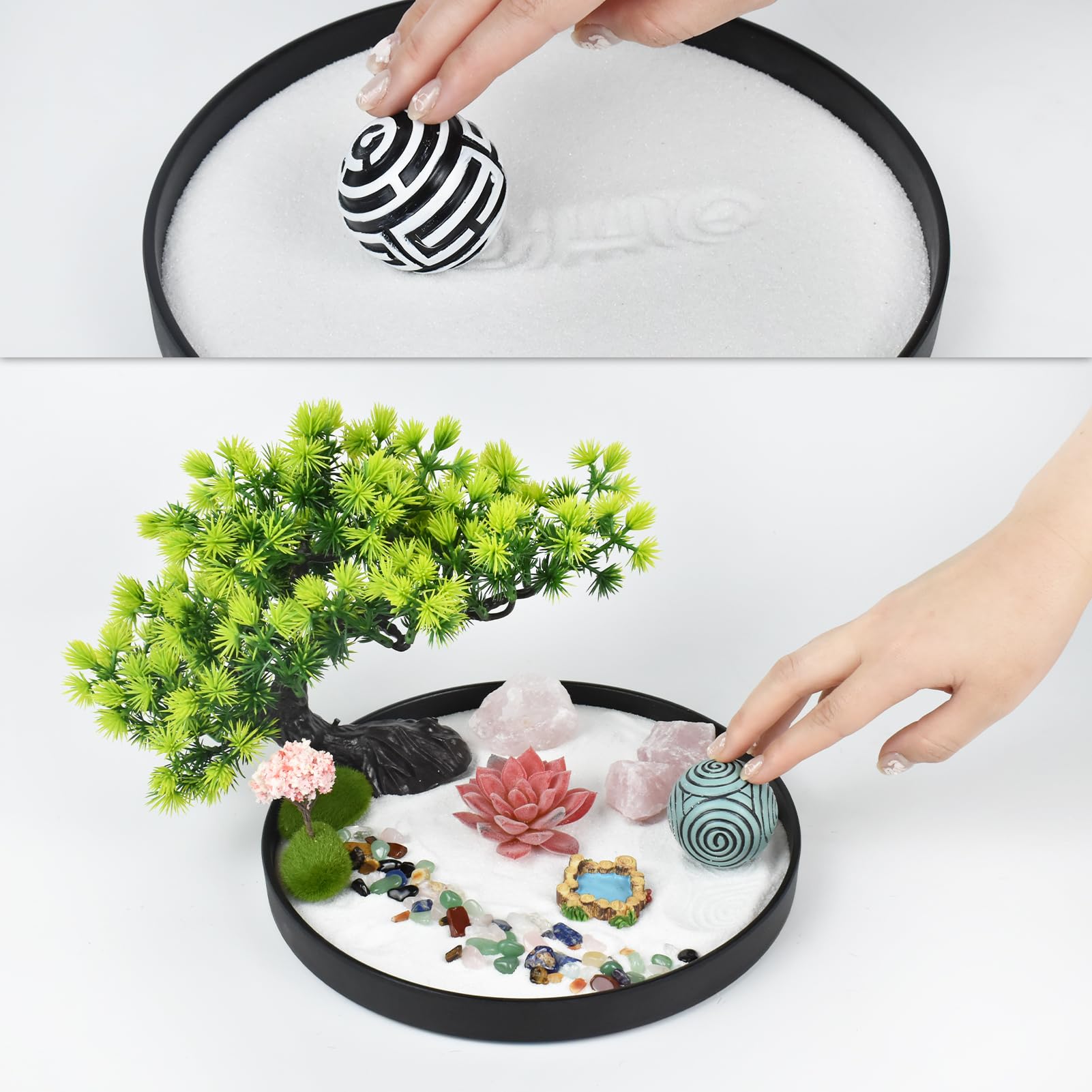 Jardin Zen Japonais De Bureau – Kit Complet Avec Sable, Râteau, Pierres, Pagode & Accessoires – Décoration Méditation & Anti-Stress