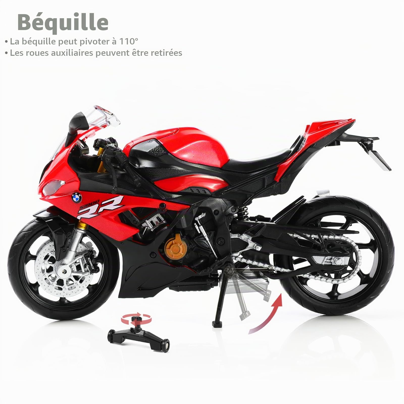 1/12 S1000RR Moto Modèle Jouet Mini Alliage Métal Diecast Blanc - Sport Course Collection Cadeau pour Homme Enfant Garçon