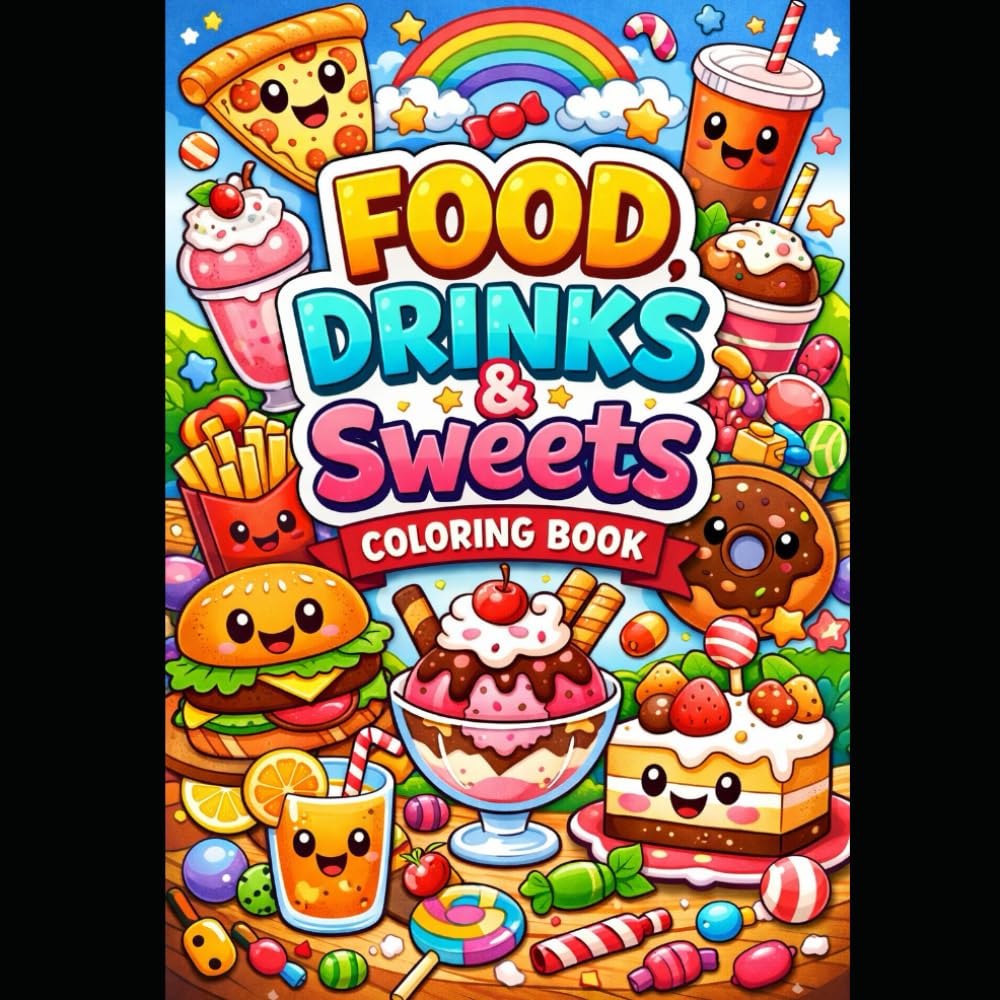 50 pages Food & Snacks Coloring Book: Fun and Simple Drawings with Bold Lines for Easier Coloring ( Both Kids & Adults)