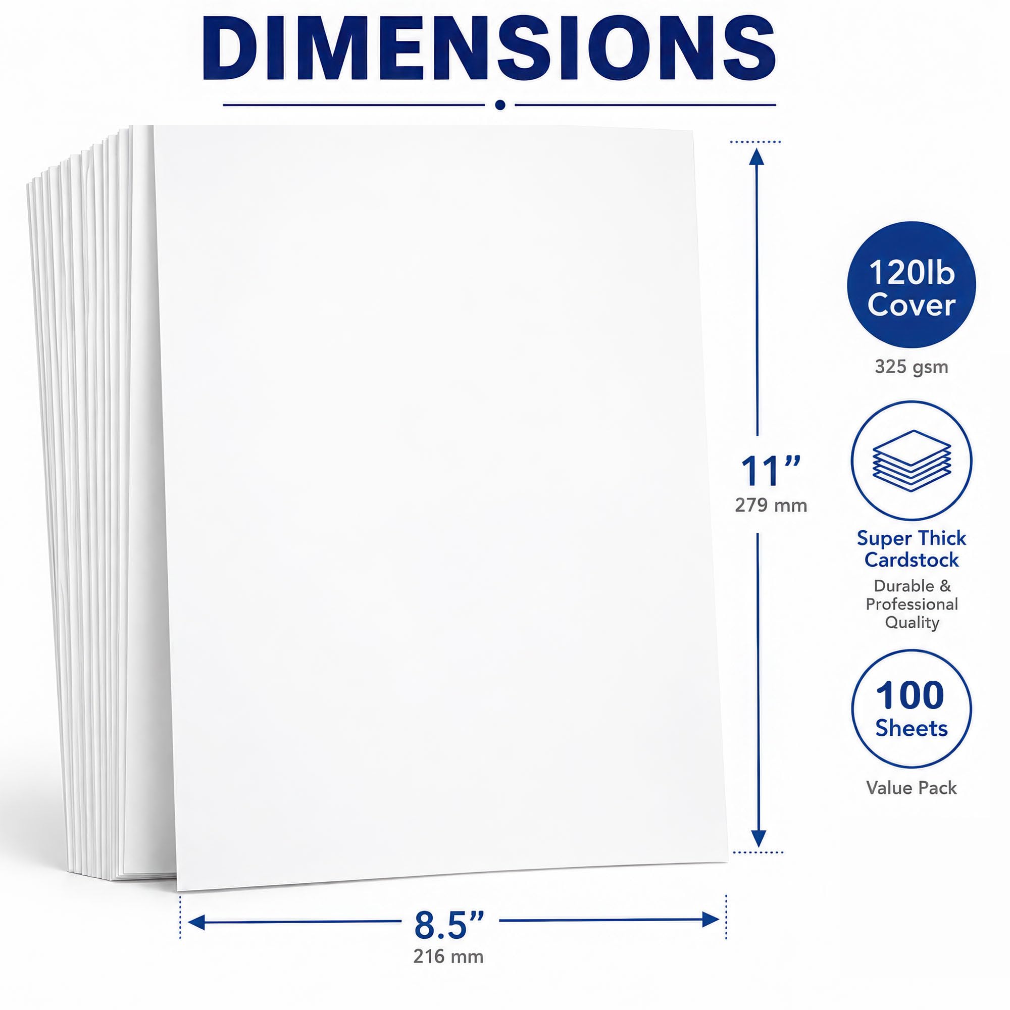 Kartonpapier, sehr dickes Karton, für Inkjet-/Laser-Drucker, 21,6 x 27,9 cm, Weiß 100 Sheets weiß