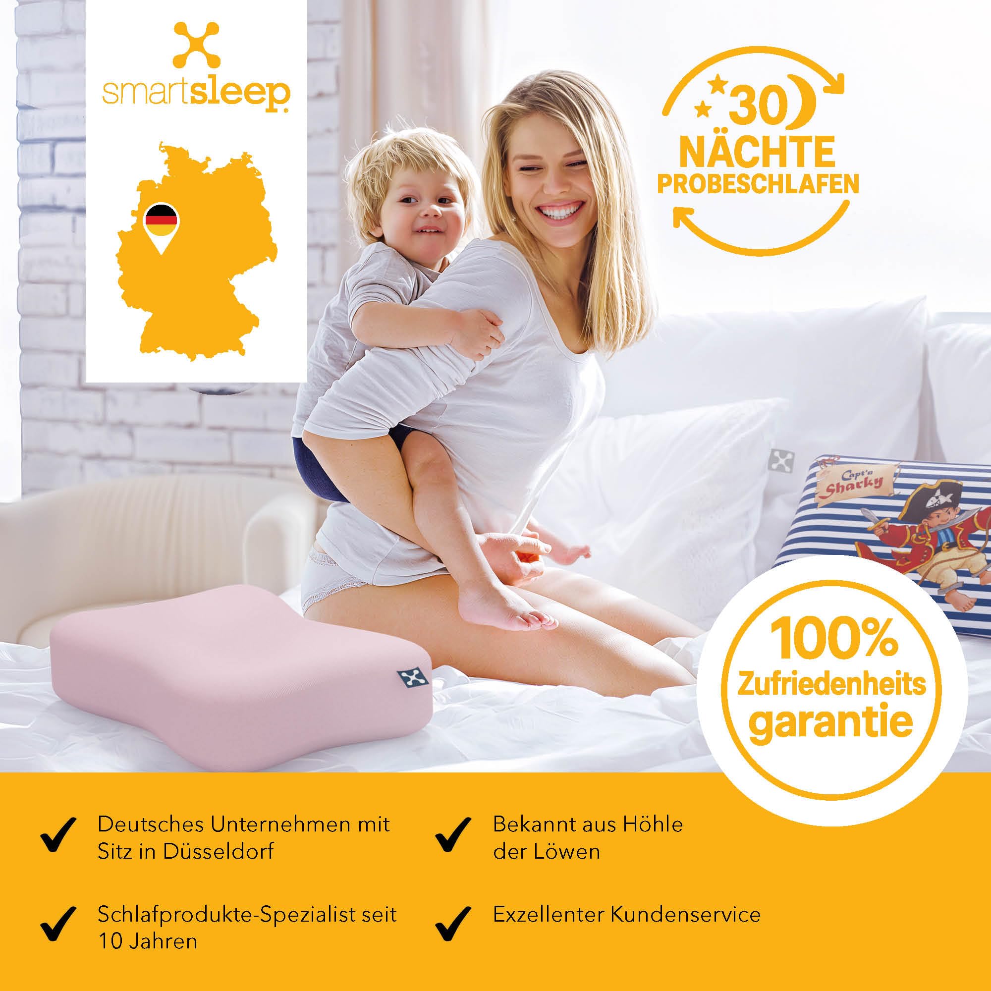 Smartsleep Kinder-Nackenkissen Comfort Pillow – Ergonomisches Memory Foam Kopfkissen mit Luftkanälen