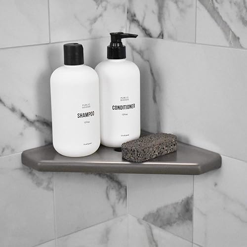 Miniatura 2 de Questech Décor - Estante de ducha esquinero de 8 pulgadas y reposapiés de 5 pulgadas, respaldo retroiluminado para nueva construcción, organizador