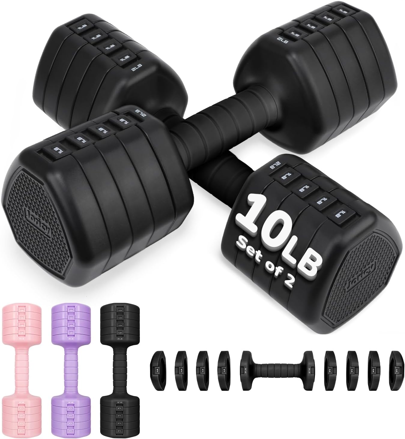 10LBS 20LBS 30LBS Dumbbell Set, Adjustable Dumbbells Set of 2 Hand Weights for Women Men Weight Sets for Home Gym Outdoor Exercise Workout Strength Training Equipments