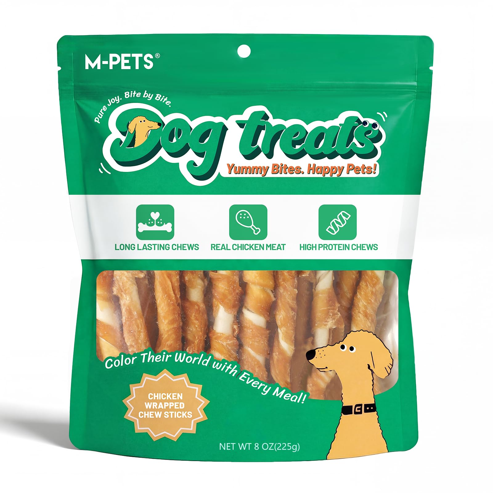 M-PETS Hundeleckerlis mit Huhn-Verpackung, 30 Stück, Rohleder, Leckerlis für Welpen-Training, Snacks für kleine und mittelgroße Hunde