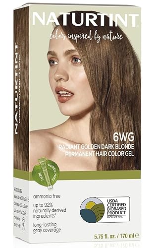 Naturtint Tinte permanente para el cabello 6WG rubio dorado oscuro radiante (paquete de 1), sin amoníaco, vegano, libre de crueldad, hasta un 100%