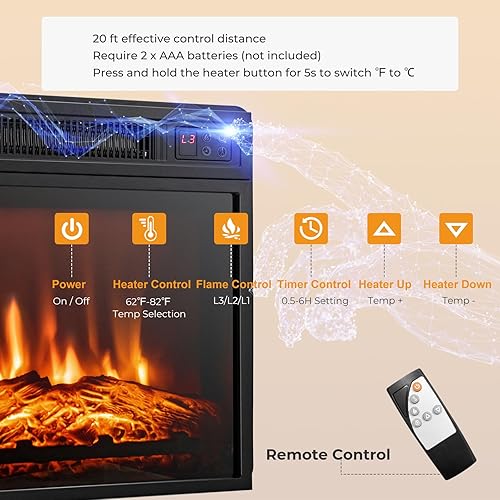 Miniatura 5 de Tangkula Electric Fireplace TV Stand, Electric Fireplace Mantel with 16-Color Led Lights, Adjustable Glass Shelves, Remote &amp; Smart APP Control, TV