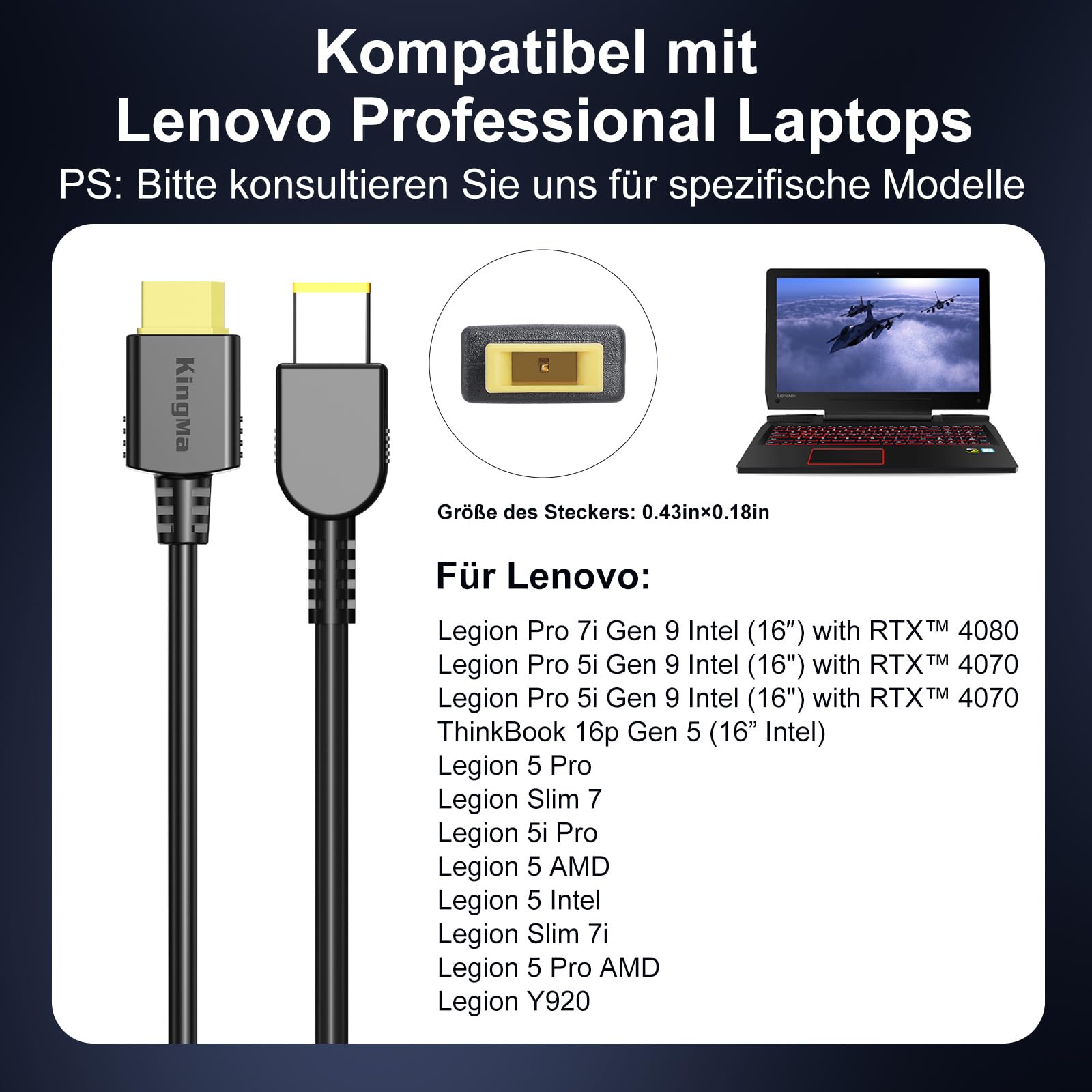 Ładowarka do laptopa Legion 7i GaN 330W z portem XT60 (20V/16,5A) 11/45mm PD 3.0 Quick Charge Adapter kompatybilny z Legion Slim 7i