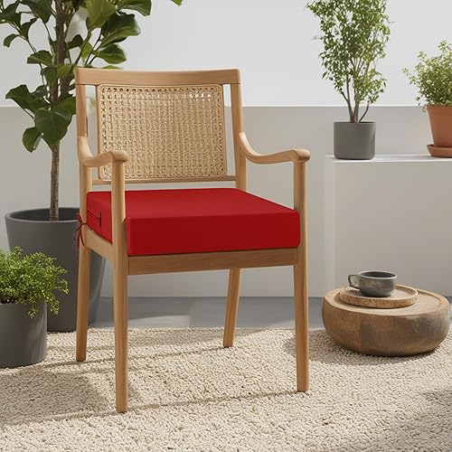 Miniatura 2 de idee-home Juego de 2 cojines para sillas de exterior, impermeables, para muebles de patio, almohadillas de repuesto para sillas exteriores con lazos