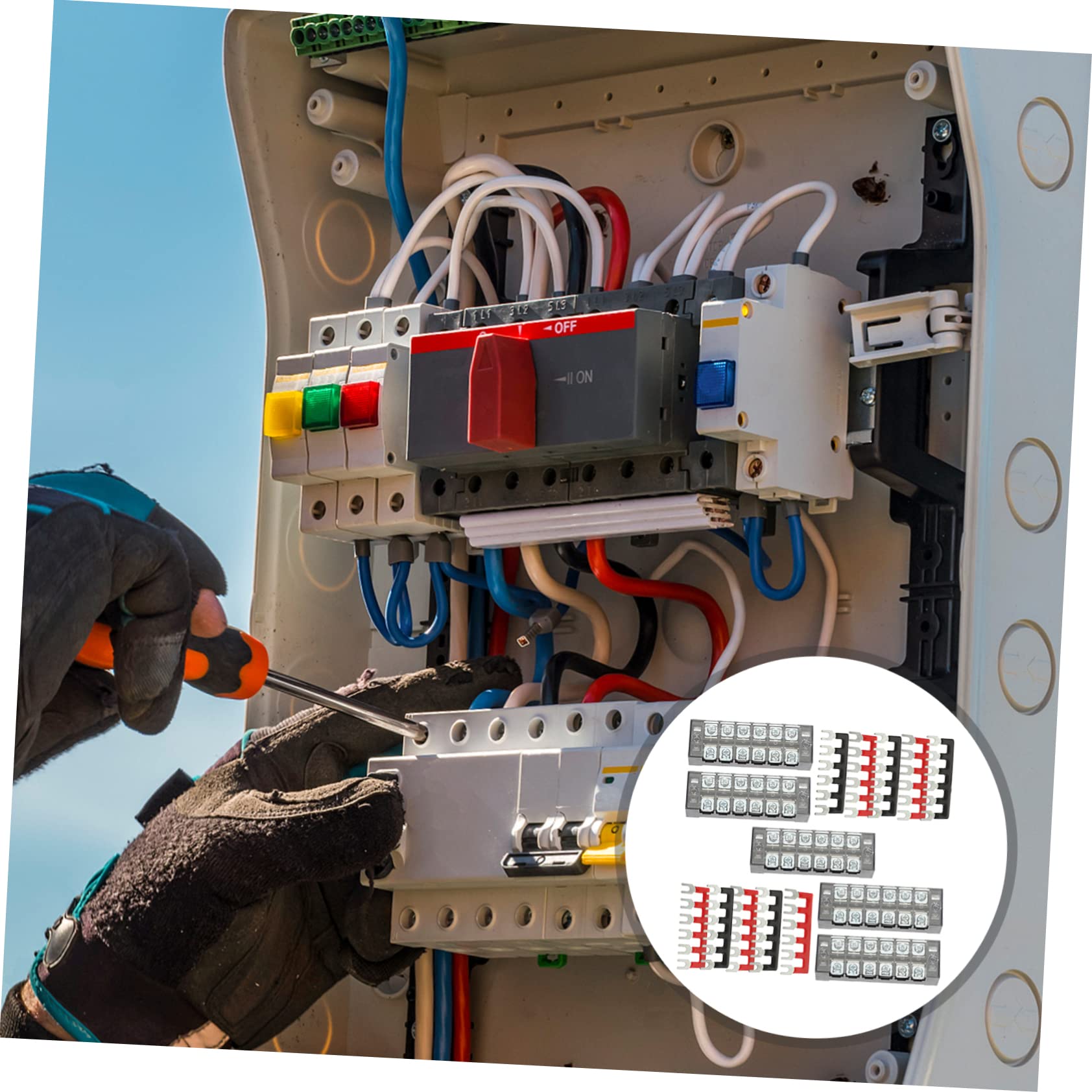 Cabilock 2 Set Morsettiera Alimentazione Set con Striscia Terminali Preisolata e Morsettiera Elettrica Vite per Distribuzione Installazione Facile e Organizzazione per Veicoli e Impianti