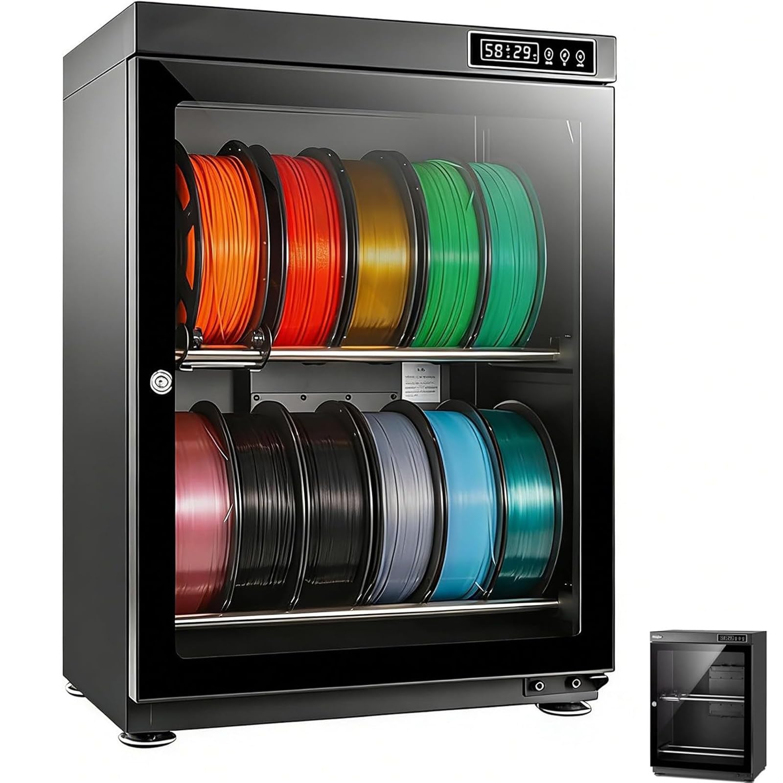 DDZJTPP 3D Filament Dryer Box, Anti-Moisture Storage for 10-12 Rolls of 1kg, Humidity Control RH15%-RH60%, Compatible with Nylon, PLA, PETG, ABS, TPU, for Home and Business 70L