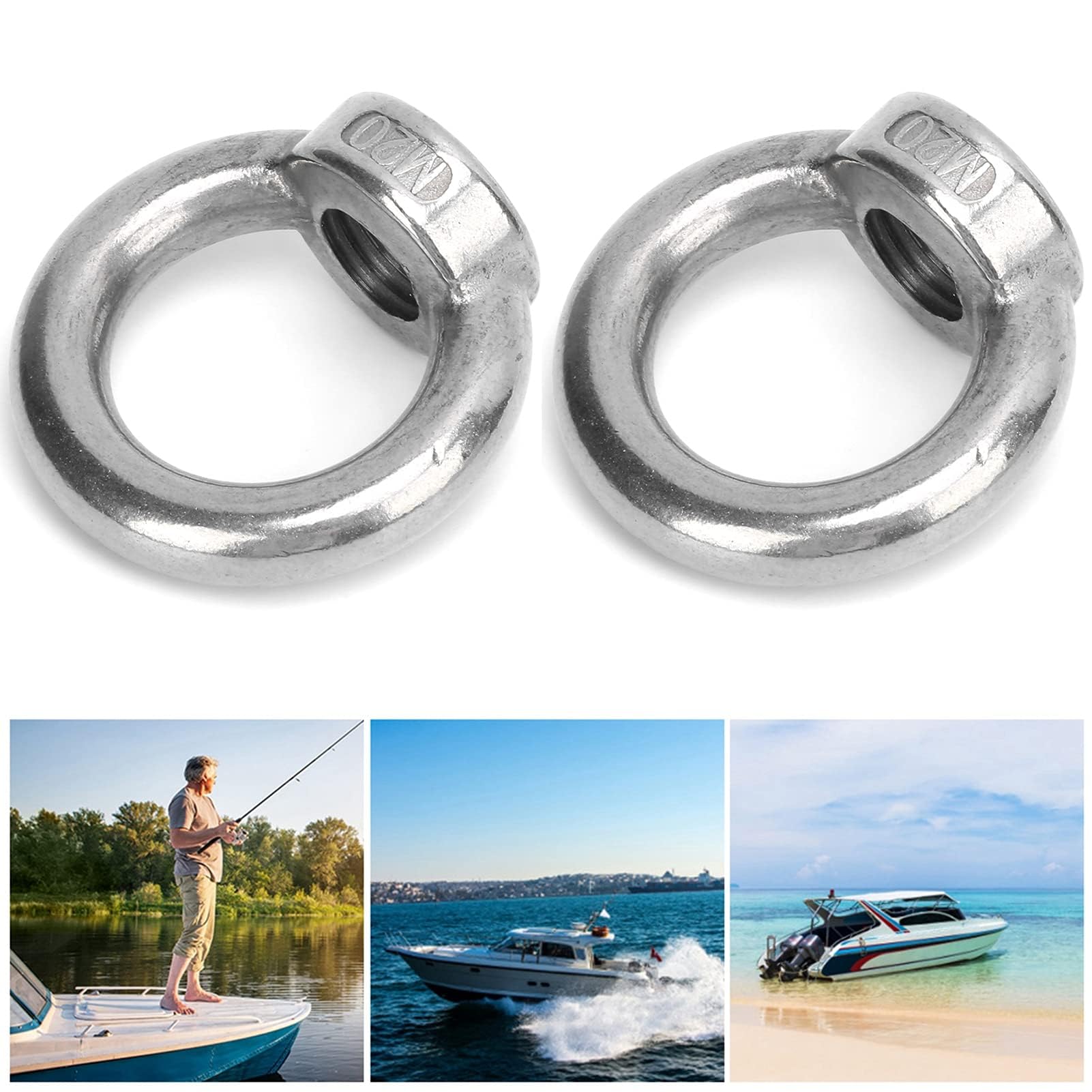 HERCHR Lot de 2 écrous à œil, Écrou à œil de Levage en Acier Inoxydable Robuste Écrou à œil de Levage annulaire métrique pour Yachts Hors-Bords et navires à passagers M16 et M20