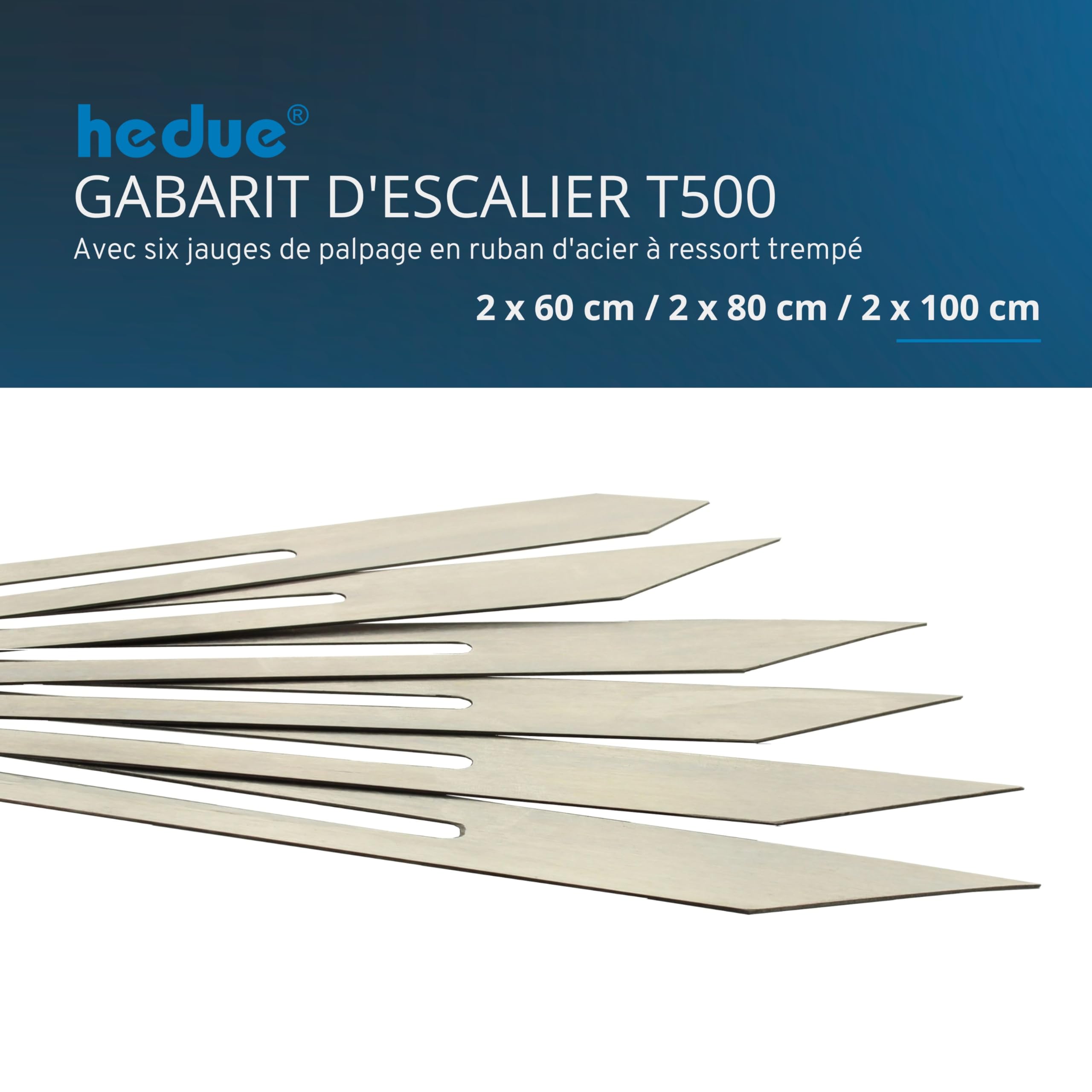 Gabarit marche escalier T500 – gabarit de forme pour marches d’escalier, outil de traçage en acier trempé avec 6 lamelles