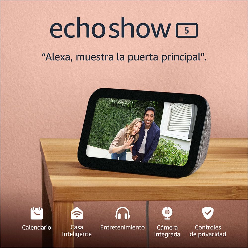 Amazon Echo Show 5 (modelo más reciente), Pantalla inteligente con graves más profundos y sonido más claro, Negro - Negro