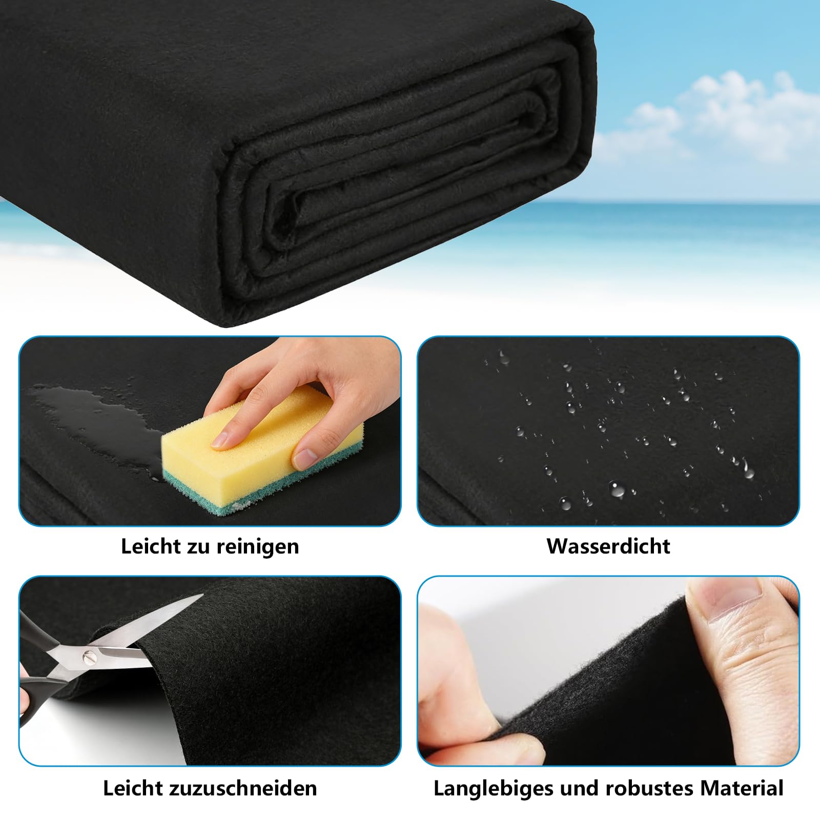 Storystore Pool Unterlage Outdoor, 4m Poolunterlage Rund Faltbarer Poolmatten Schutzboden Pool Bodenplane Wasserabsorbierende Whirlpool Unterlage für Hinterhof Garten Rasen(Schwarz)