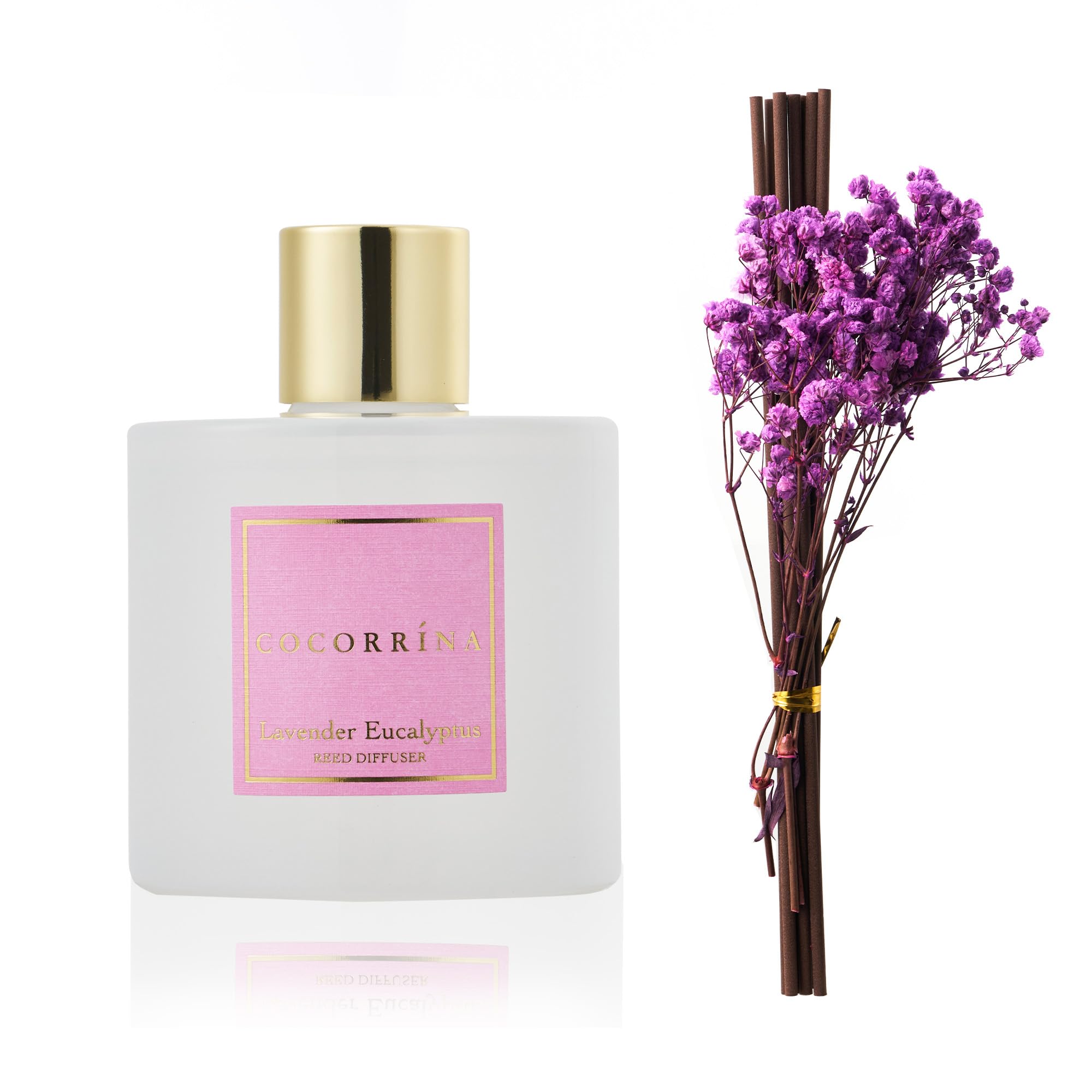 Cocorrína Set di diffusori a bastoncini, 200 ml, diffusore di eucalipto alla lavanda con 8 bastoncini di profumo per la casa, per camera da letto, bagno, soggiorno, casa e ufficio
