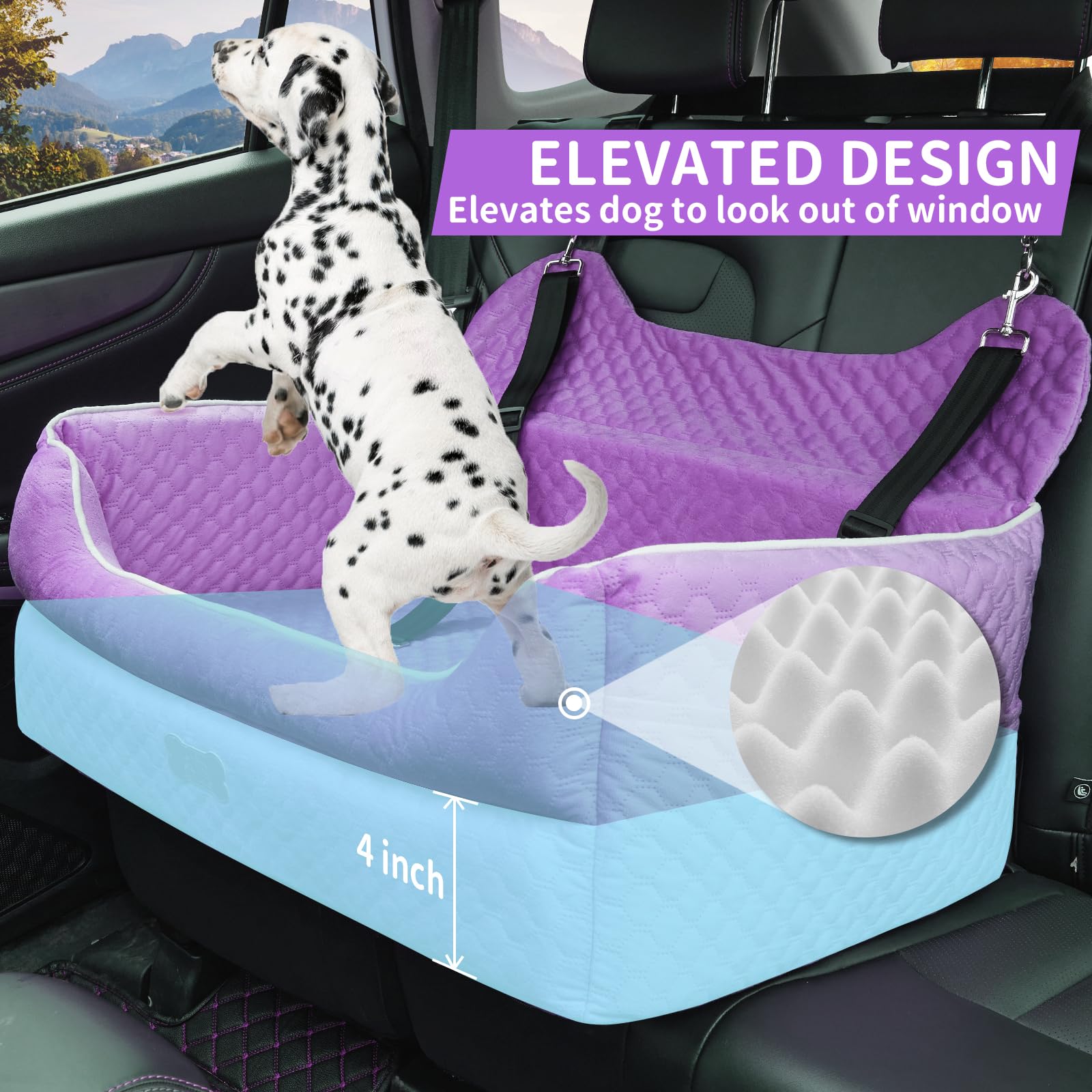 Memory Foam Dog Booster Seat For Under 55Lbs Or 2 Small