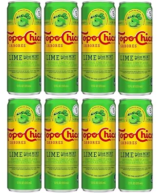 Topo Chico Sabores 12oz Cans Lime Mint pack of 8, total 12 x 8 = 96 oz