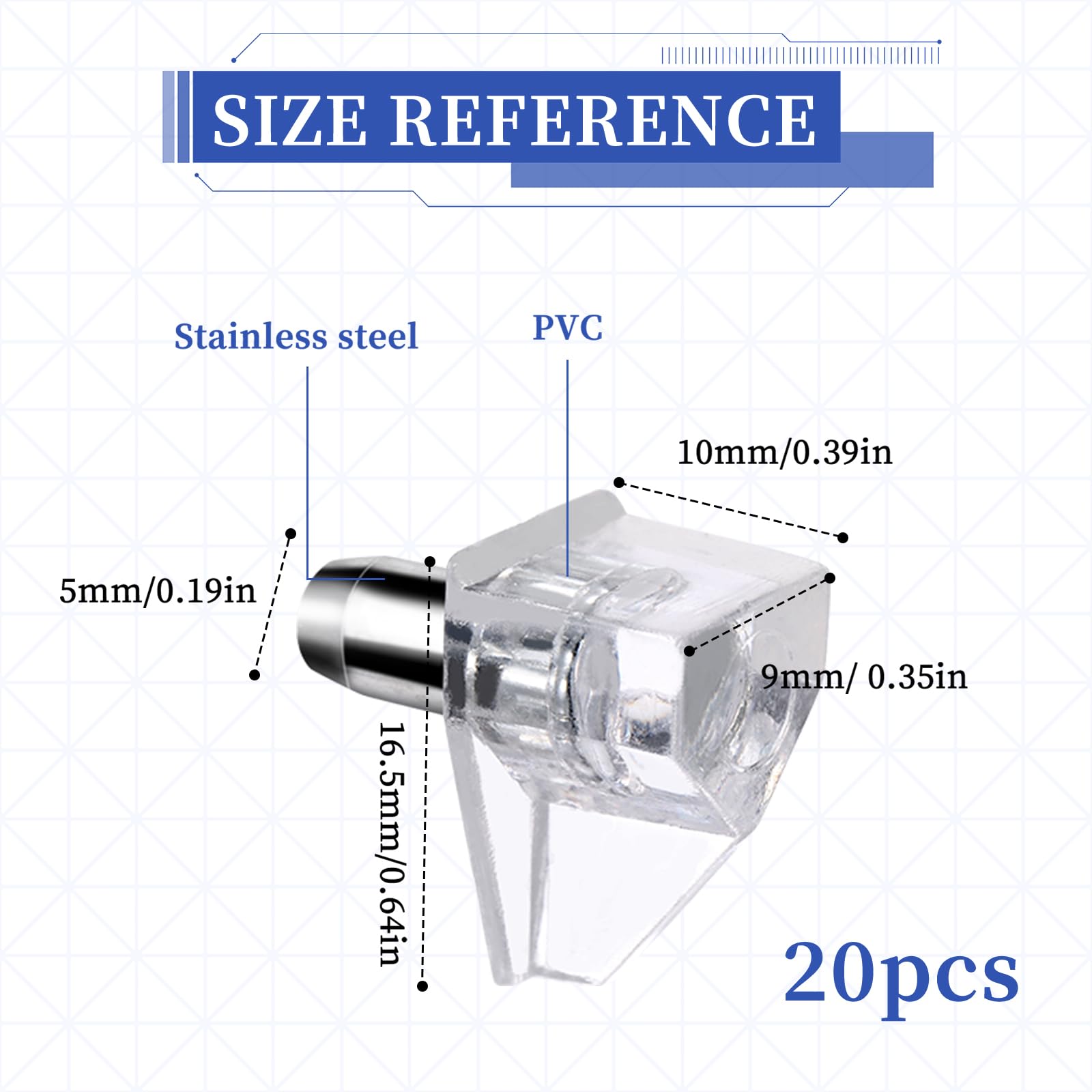 20pcs 3/16 Inch Shelf Support Pegs,Clear Plastic 5mm Shelf Pins,Shelf Support Pins for Wood Shelving,Kitchen,Furniture Shelf Bracket Nail — Amazon image 2