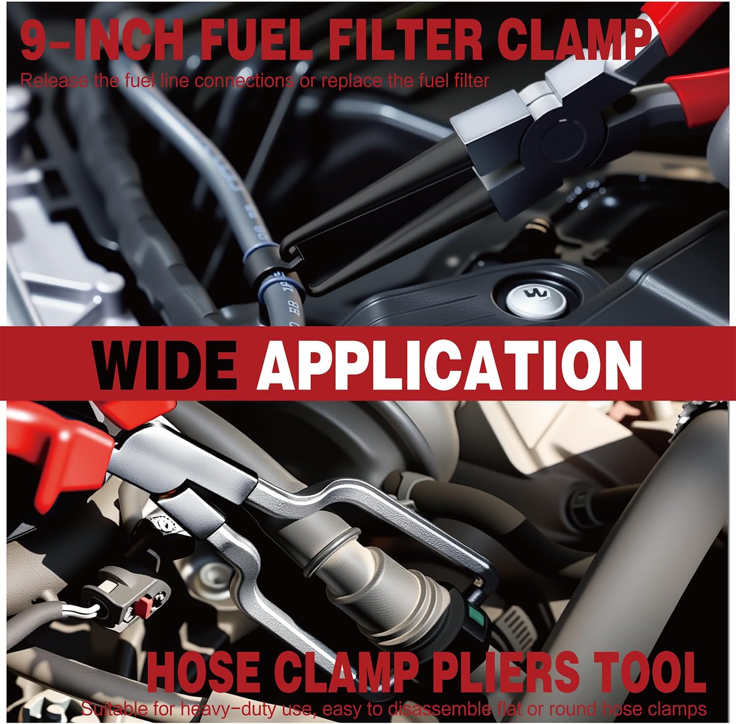 8-Piece Fuel Line Disconnect Tool Set, Fuel Line/Hose Clamp/Removal Pliers, Electrical Disconnect/Push Pin Tools, Relay Puller, Panel Clip Remover & Filter Caliper with Storage Case.