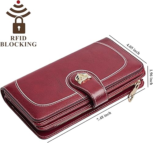 Miniatura 6 de FOXLOVER Carteras de pulsera de diseño para mujer de gran capacidad con bloqueo RFID soporte para tarjetas de crédito