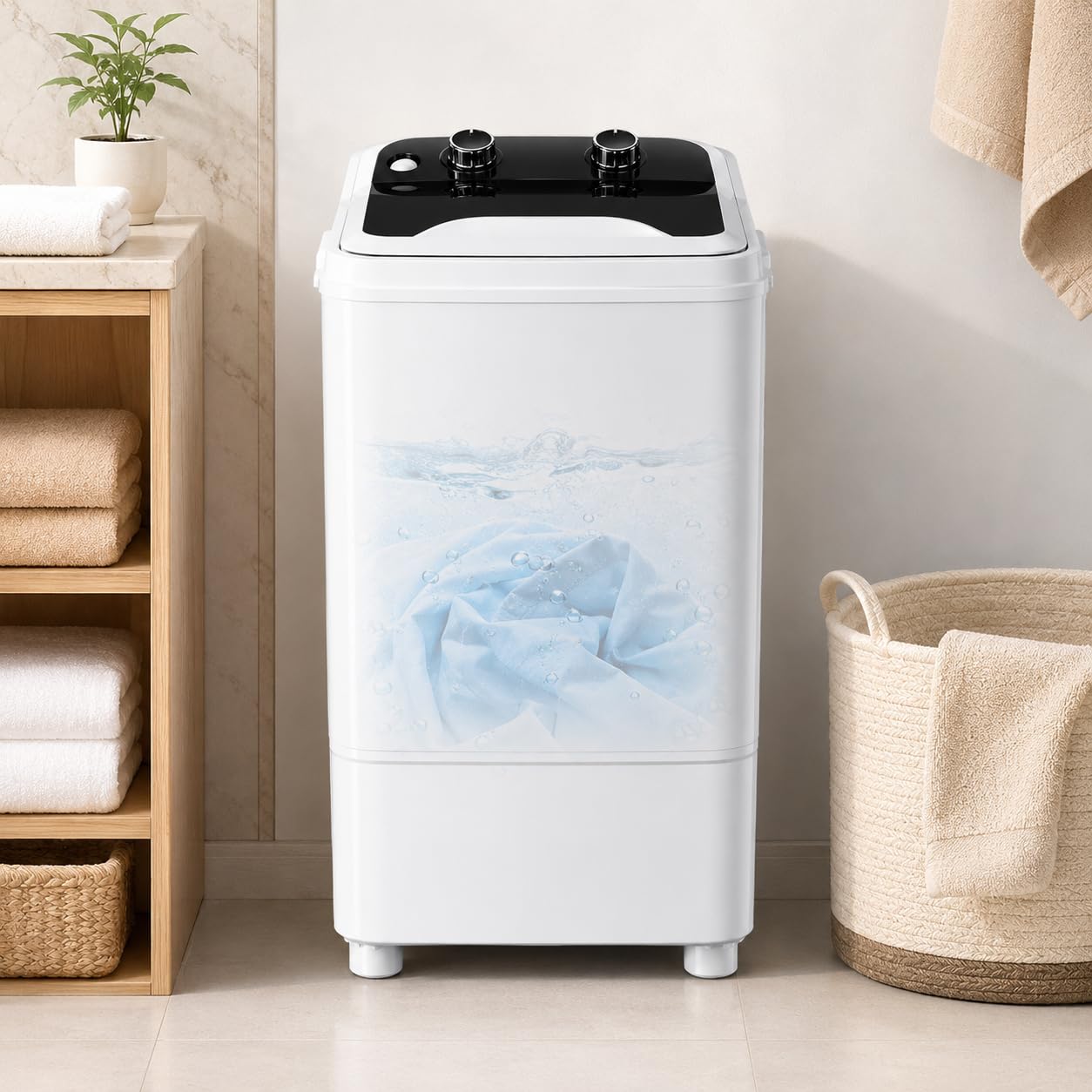 Lavadora portátil de 7 kg con bomba de drenaje, 400 W
