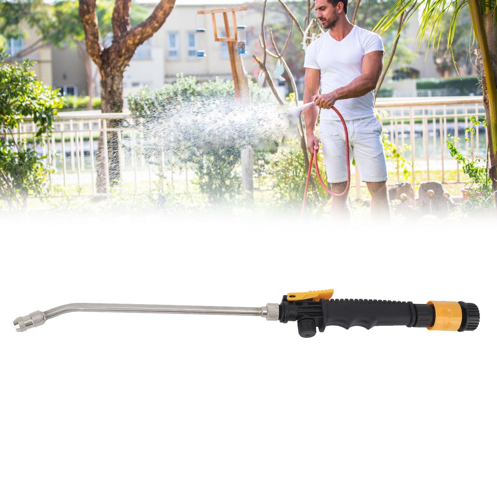 Lybunair Adjustable G3/4 Female Thread Stainless Steel Watering Wand with Long Rod Cleaning Spray Wand