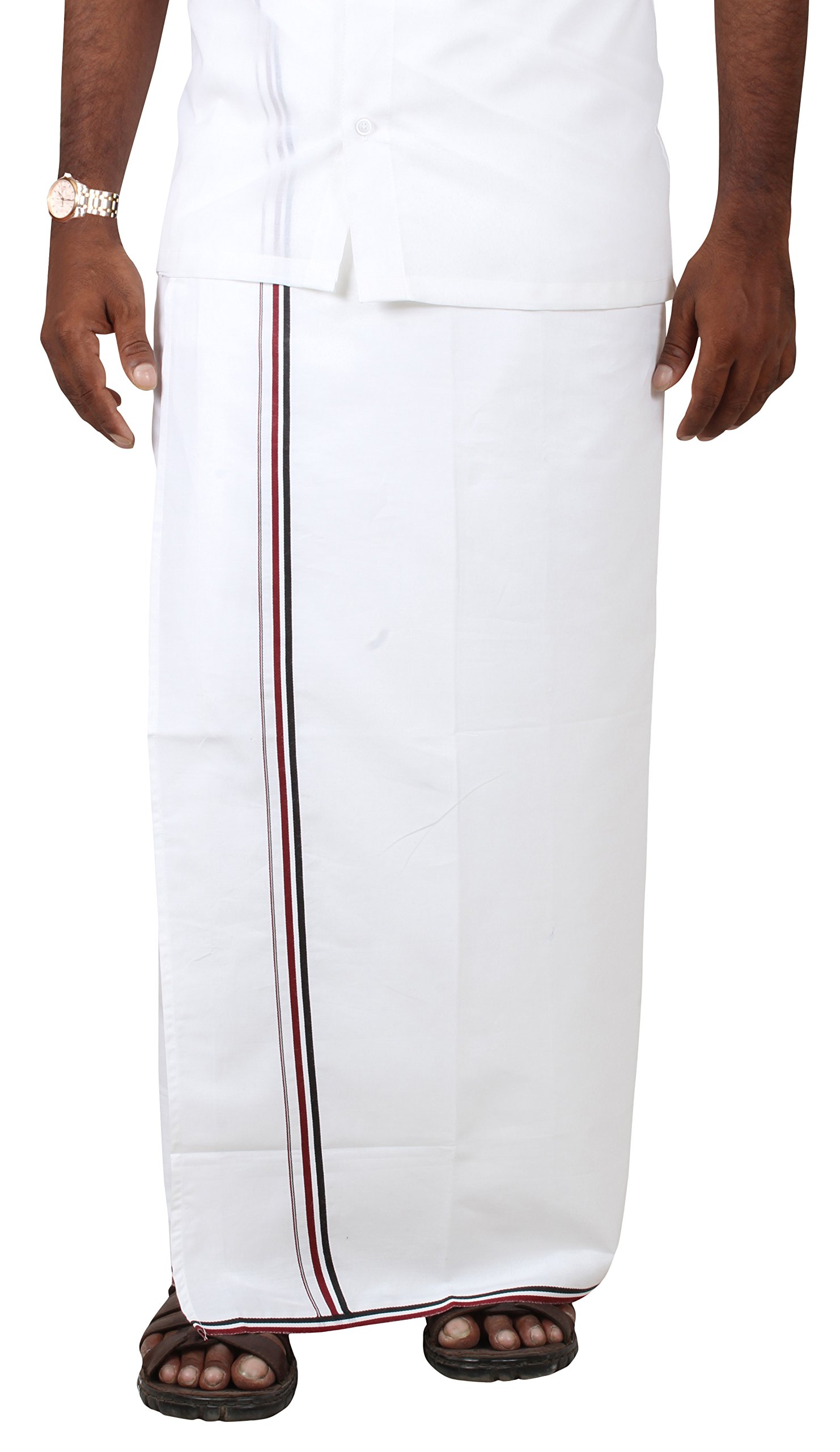 Prakasam Cotton -100% Cotton Admk Party Men's Welcro Pocket Dhoti (Size-30) Height 42 Inch