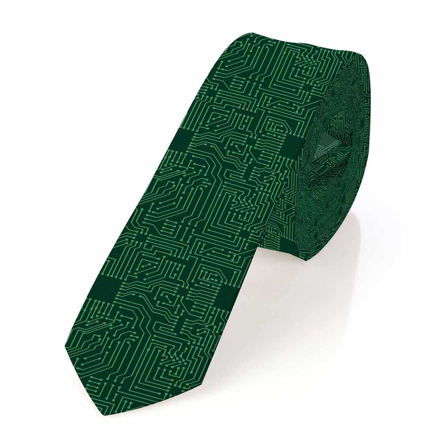 Yakuna Black Dots Men's Neckties Retro Classic Circle Geometry Men's Tie for Mens Teens Business Work Casual Wedding Party, Computer Circuit Board, 3.1 x 57.1 inches