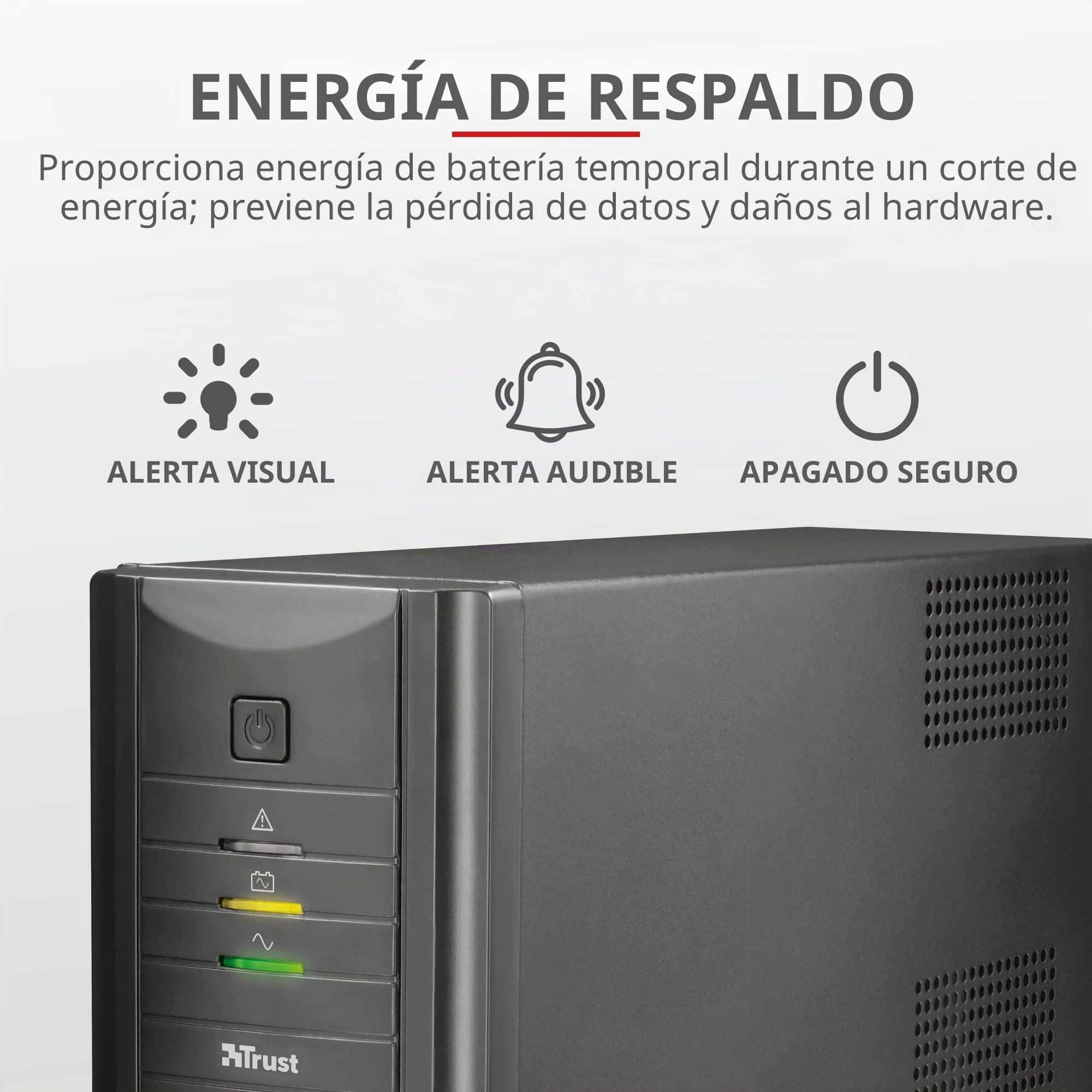 Trust Oxxtron Sistema de Alimentación Ininterrumpida, 1000 VA, Negro | con 2 Enchufes de Pared
