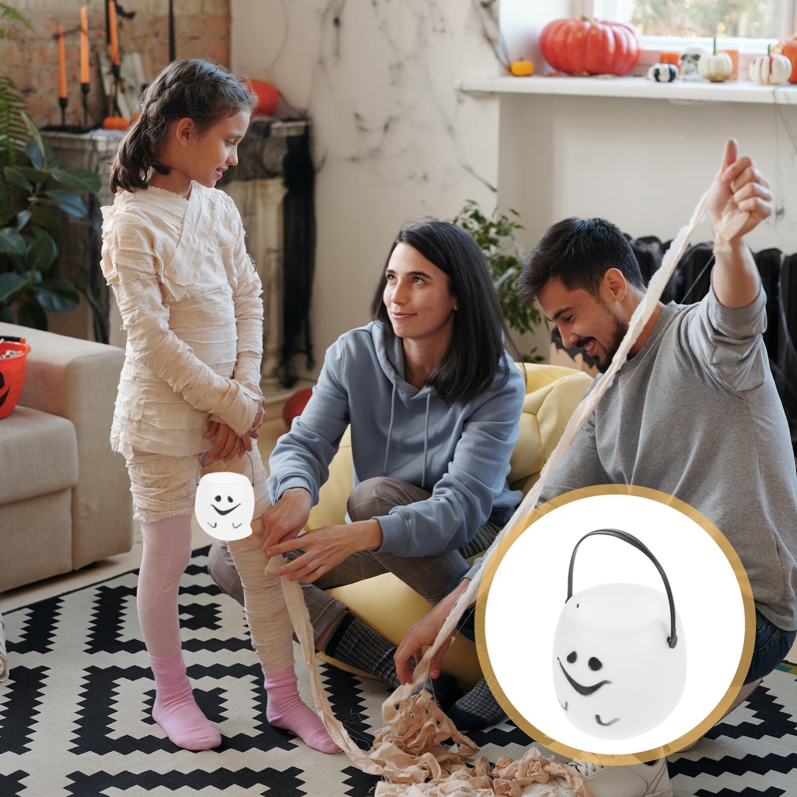 ibasenice Halloween Candy Bucket Halloween Candy Holder Cute Ghost Candy Bucket Trick or Treat Bucket Ghost Candy Bowl Decor for Halloween Party