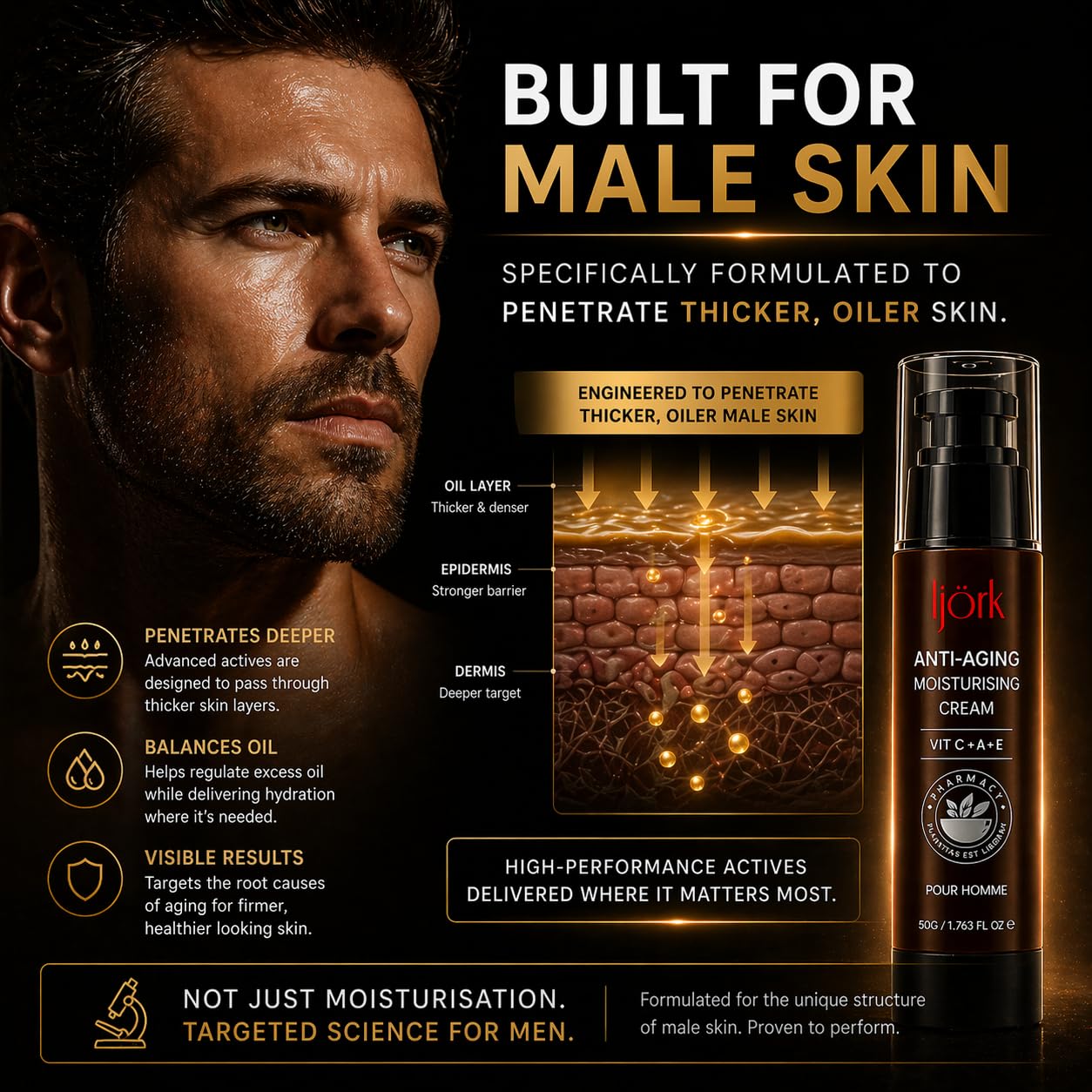 Anti-Aging-Gesichtscreme für Männer mit Kollagen-Peptiden und Anti-Falten, für Gesicht und Hals