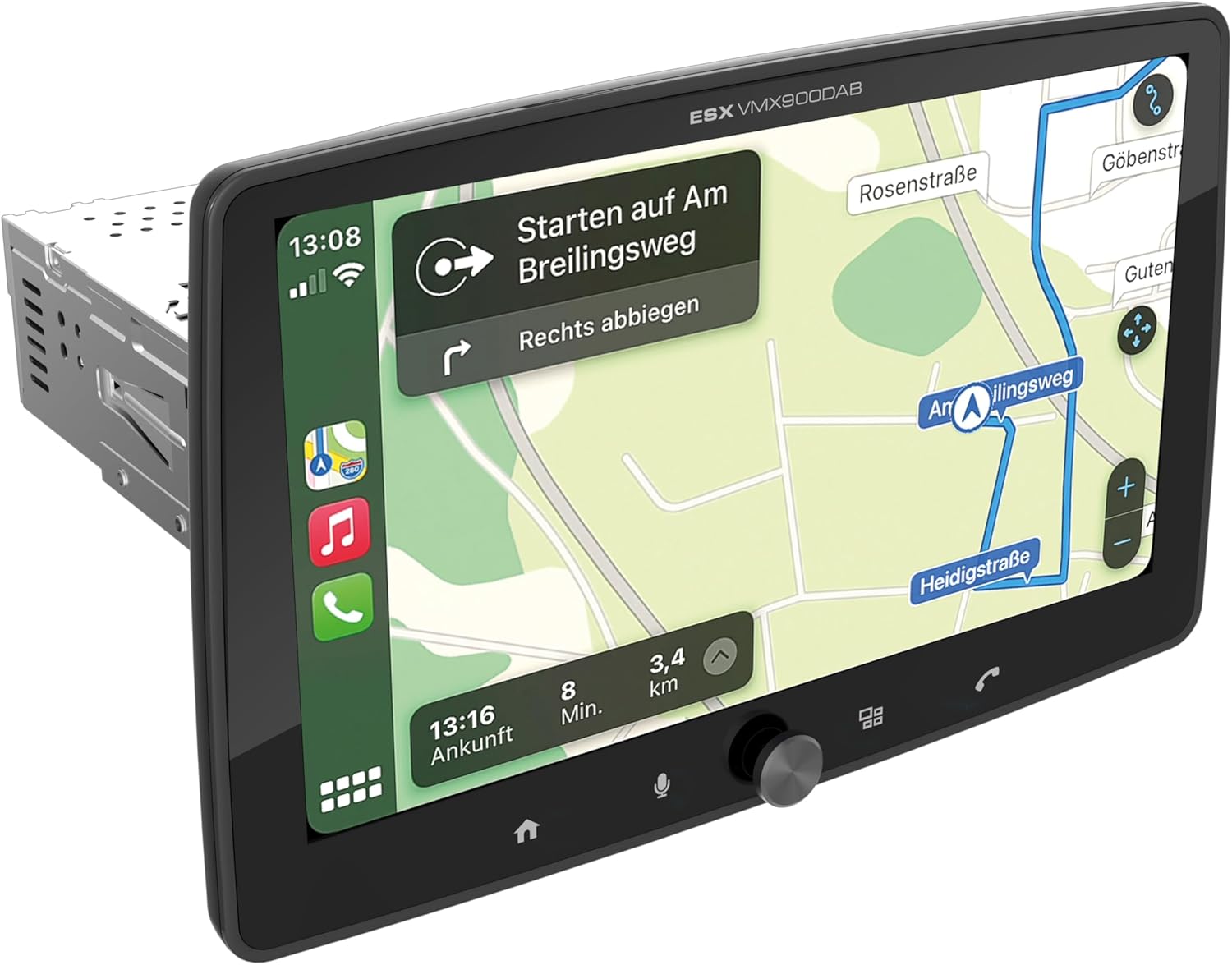 ESX Vision VMX900DAB multimedia receiver displaying a navigation map