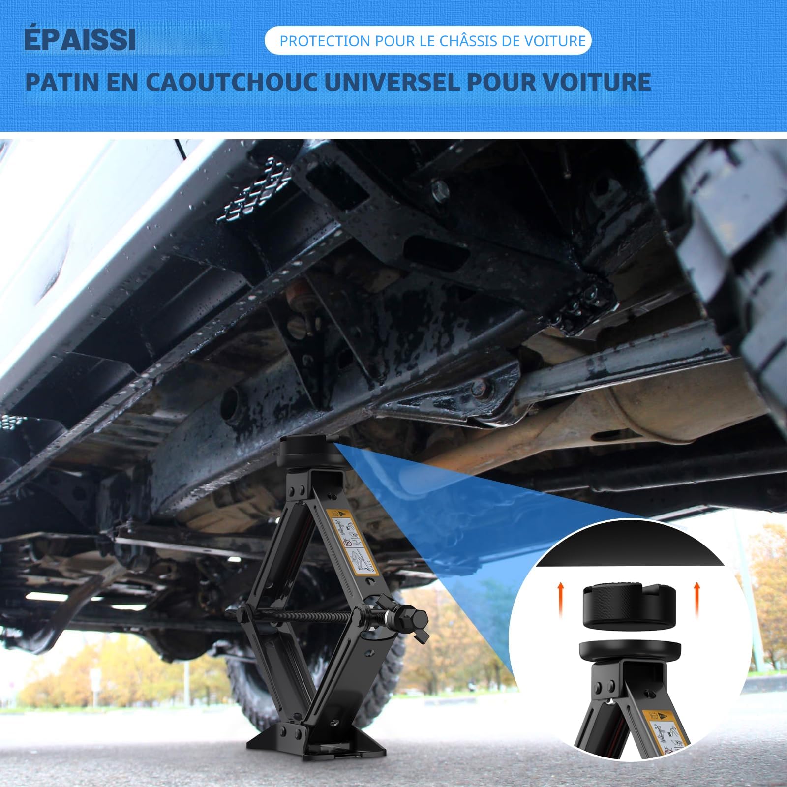 IMAYCC Nouveau Cric Voiture 2.5T/2500kg, Universel Crique Voiture avec Tampon Caoutchouc, Portable Cric De Levage avec Clé pour Écrous De Roue, Kit d'urgence Automobile