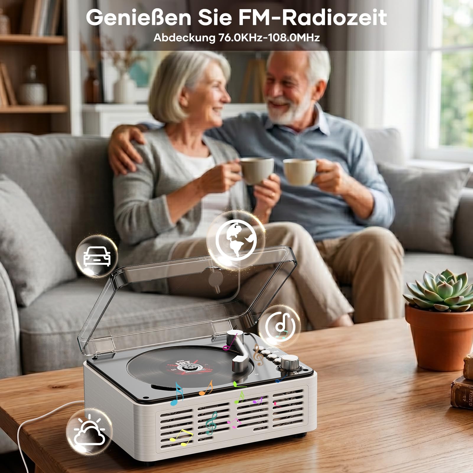 Przenośny odtwarzacz CD Bluetooth z pilotem zdalnego sterowania – Timzeit Desktop Retro CD odtwarzacz CD z podwójnym głośnikiem Hi-Fi dla dzieci, radio FM, powtórzenie A-B, obsługa gniazda