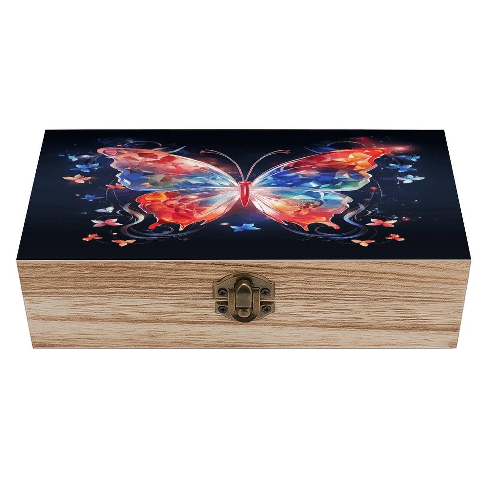 asbwuo Musica Butterfly Wood Keepsake Box Wooden Box with Hinged Lid