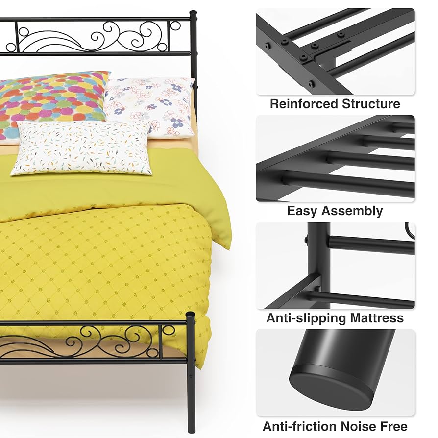 Amazon.com: Weehom Metal Bed Frame Twin with Bed Storage,No