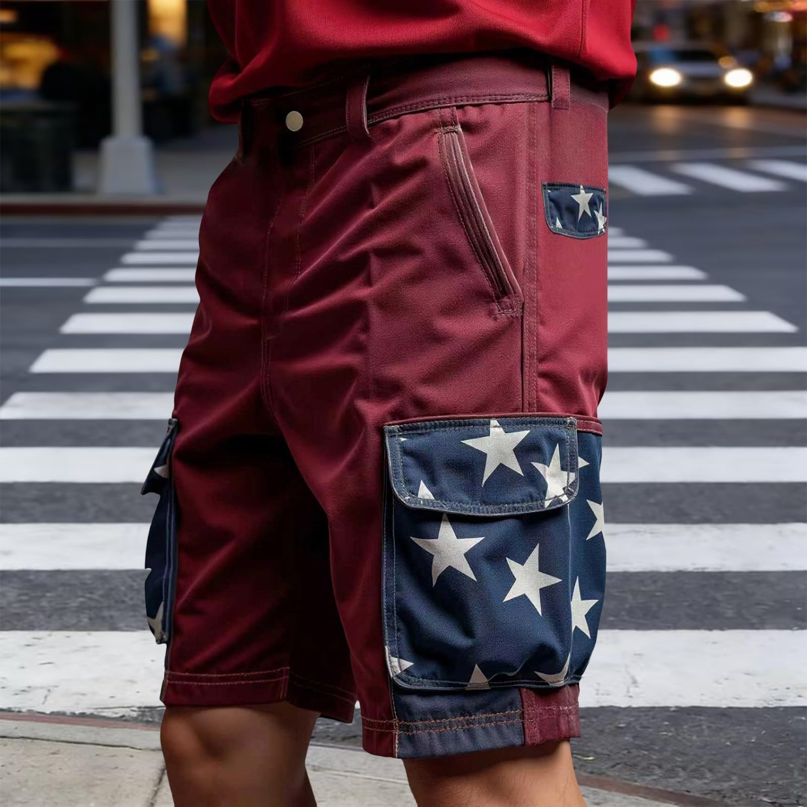 Short cargo pour homme avec stretch - Short d'extérieur patchwork