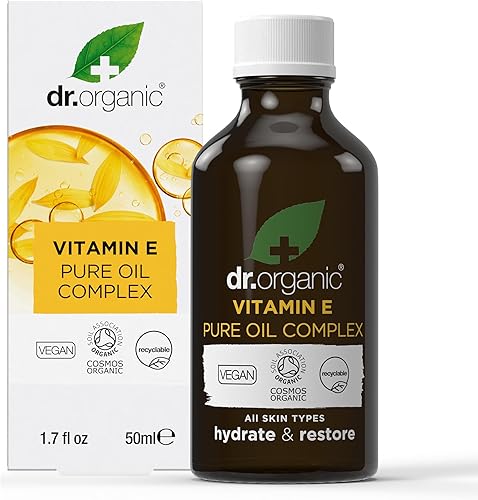 Dr. Organic Vitamin E Pure Oil Complex  Nutre y protege la piel, mejora la elasticidad, natural, certificado orgánico, libre de parabenos y SLS, 50
