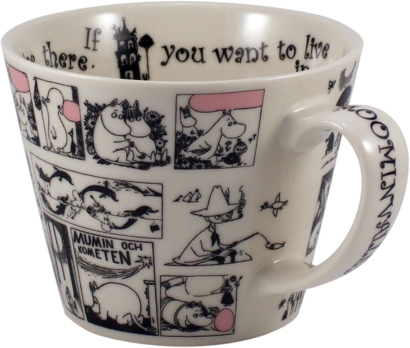 Yamaka Shoten MOOMIN MM321-36 New Bon Soup Mug, Monochrome, Microwavable, Moomin Goods, Scandinavia, Mother's Day, Gift, Tableware, Gift, Wedding Gift, Made in Japan