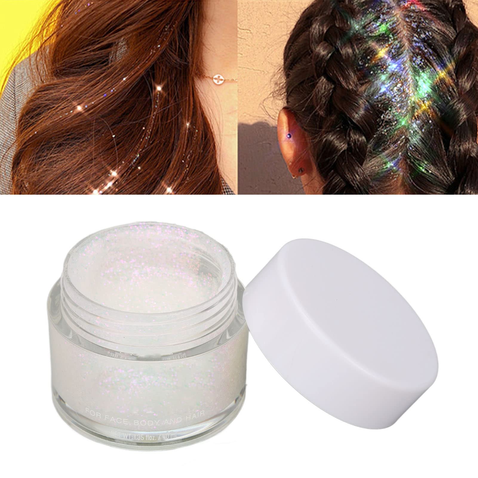 Body Glitter Gel, Makeup Glitter Gel, Long Lasting Glitter Gel Eyeshadow Highlighter Gel Makeup Sparkling Sequins, 40ml