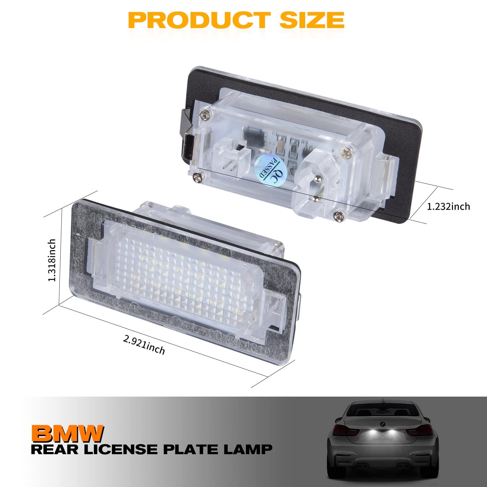 POPMOTORZ Luce targa a LED per E82/E88/E90, luce targa 18 LED 2835 SMD con CAN-Bus, luce targa bianca allo xeno per BMW E91/E92/E93/E39/E60/E61/F07/F10/F11/F18