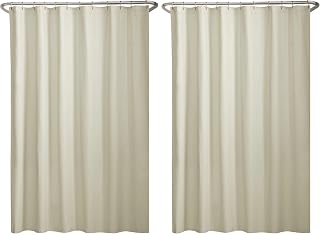 MAYTEX Water-Repellent Fabric Shower Curtain Liner with Weighted Hem, Soft Microfiber, Quick Drying and Washable Shower Liner, 70" x 72", Bone (Pack of 2)